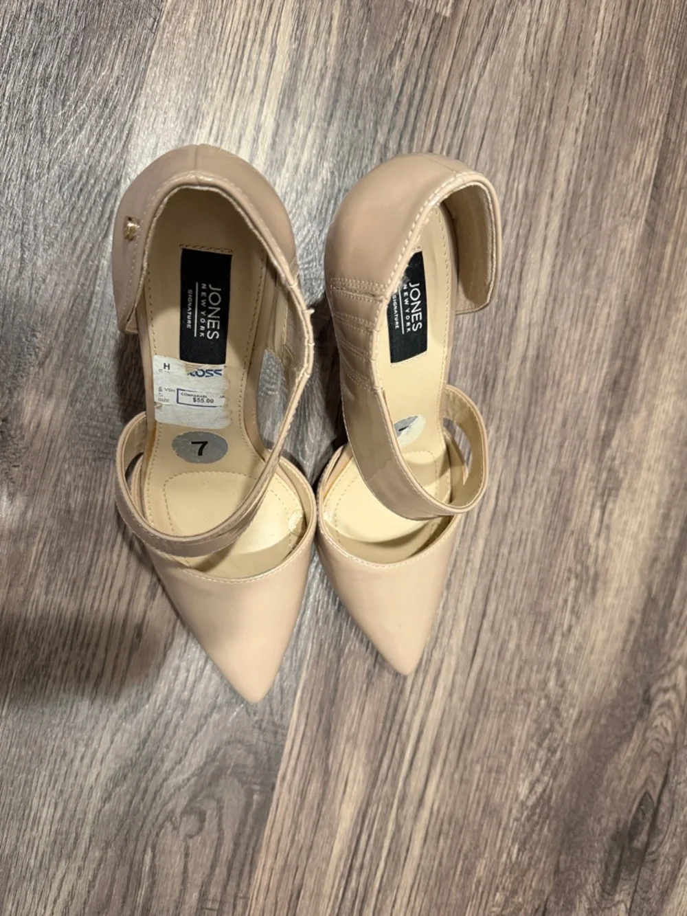 Jones New York Nude Pointed-Toe Cross-Strap Heels - Picture 6 of 7